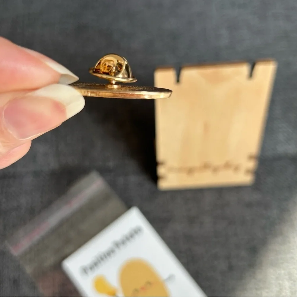 POSITIVE POTATO Brooch Pin + Affirmation Card Set, Yellow, Gold